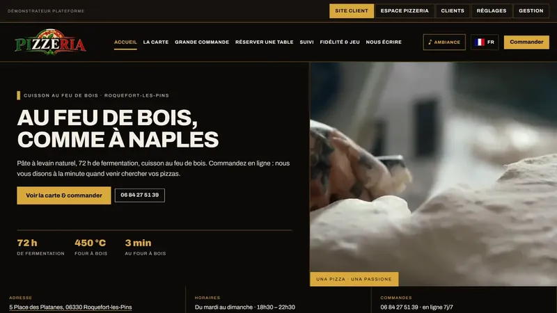 Reference website for pizzerias and restaurants built by Applyze