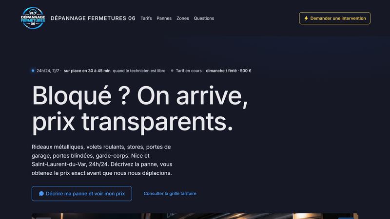 Site dépannage et urgence réalisé par Applyze