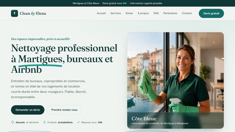 Site entreprise de nettoyage réalisé par Applyze